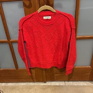Lucky Brand Red Heart Pattern Sweater